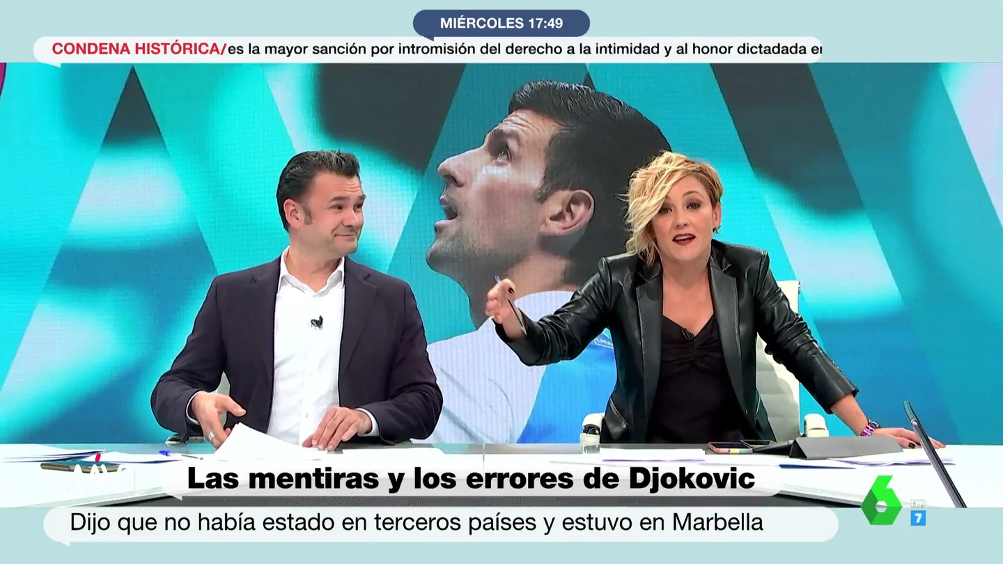 La reacción de Cristina Pardo a los presentadores australianos pillados llamando "imbécil" y "mentiroso" a Djokovic La reacción de Cristina Pardo a los presentadores australianos pillados llamando "imbécil" y "mentiroso" a Djokovic