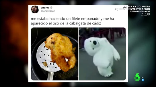 El oso desnucado de la cabalgata de Cádiz 'se aparece' en un filete empanado El oso desnucado de la cabalgata de Cádiz 'se aparece' en un filete empanado