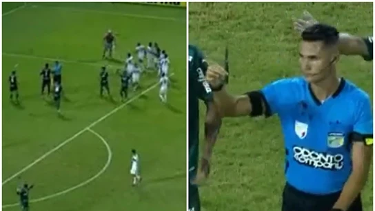 Un aficionado salta al campo con un cuchillo Un aficionado salta al campo con un cuchillo