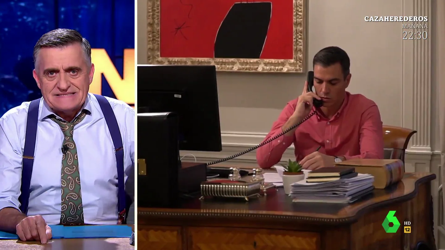 El análisis de Wyoming de las imágenes virales de Sánchez hablando por teléfono: "¿Por qué esa camisa color salmón?" El análisis de Wyoming de las imágenes virales de Sánchez hablando por teléfono: "¿Por qué esa camisa color salmón?"