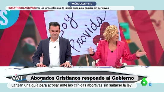 La indignación de Cristina Pardo con el acoso de los antiabortistas a mujeres que acuden a abortar: "Es una vergüenza" La indignación de Cristina Pardo con el acoso de los antiabortistas a mujeres que acuden a abortar: "Es una vergüenza"