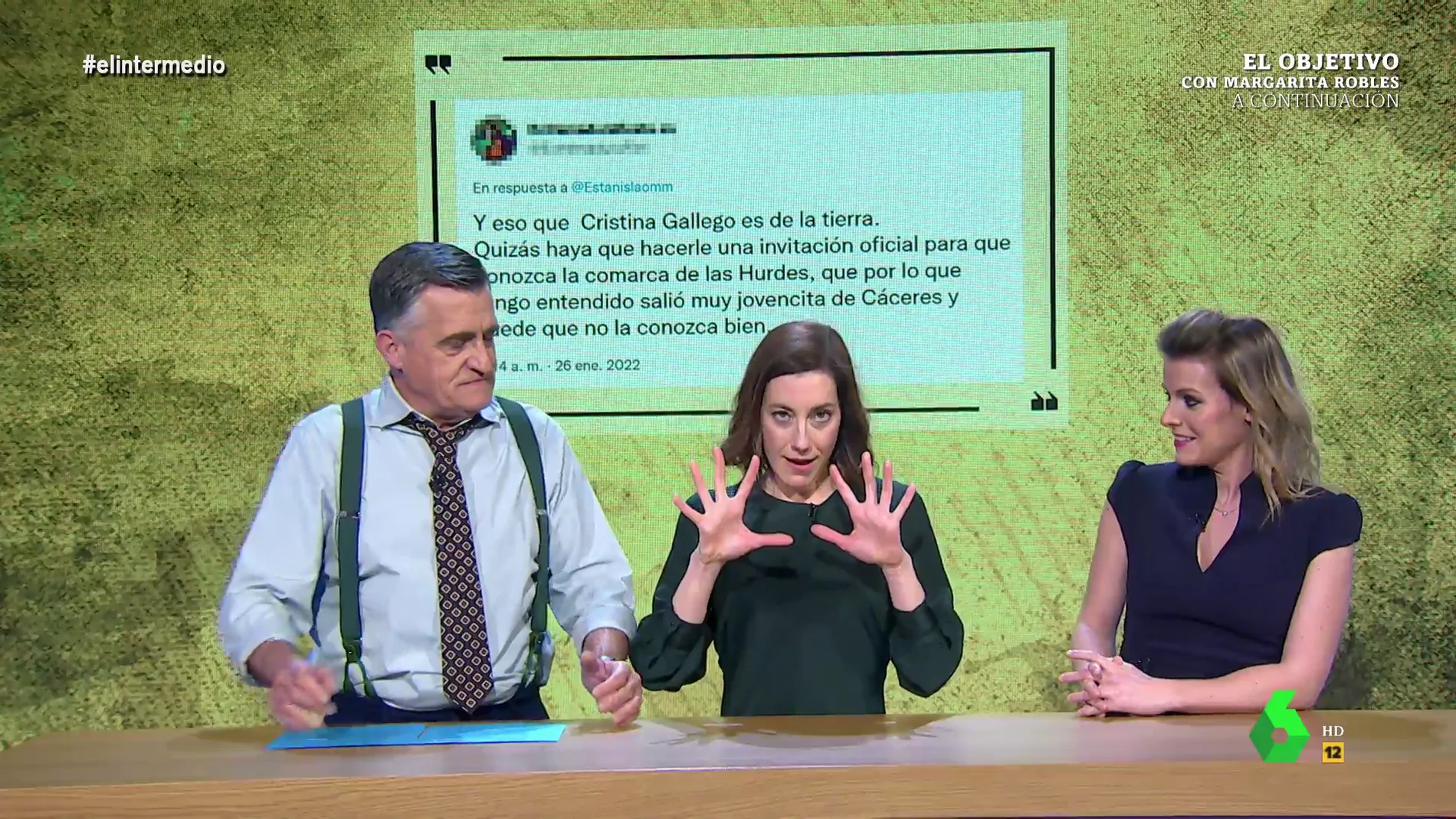 Cristina Gallego, enfadada, no admite su error en El Intermedio y echa la culpa a otra persona