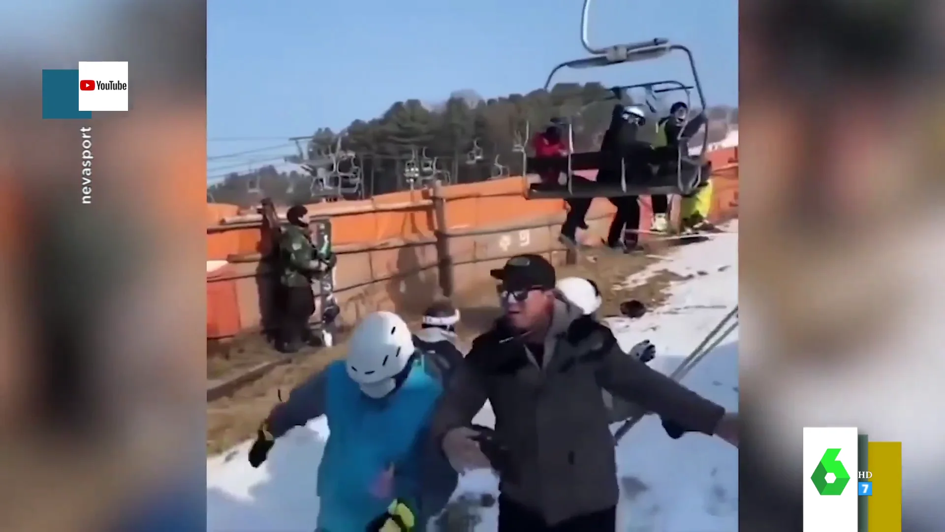 El tremendo caos que provoca un telesilla que se vuelve loco en Corea del Sur