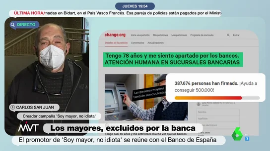 Carlos San Juan, tras reunirse con el Banco de España por la atención a los mayores: "La banca ha captado que hay un malestar" Carlos San Juan, tras reunirse con el Banco de España por la atención a los mayores: "La banca ha captado que hay un malestar"