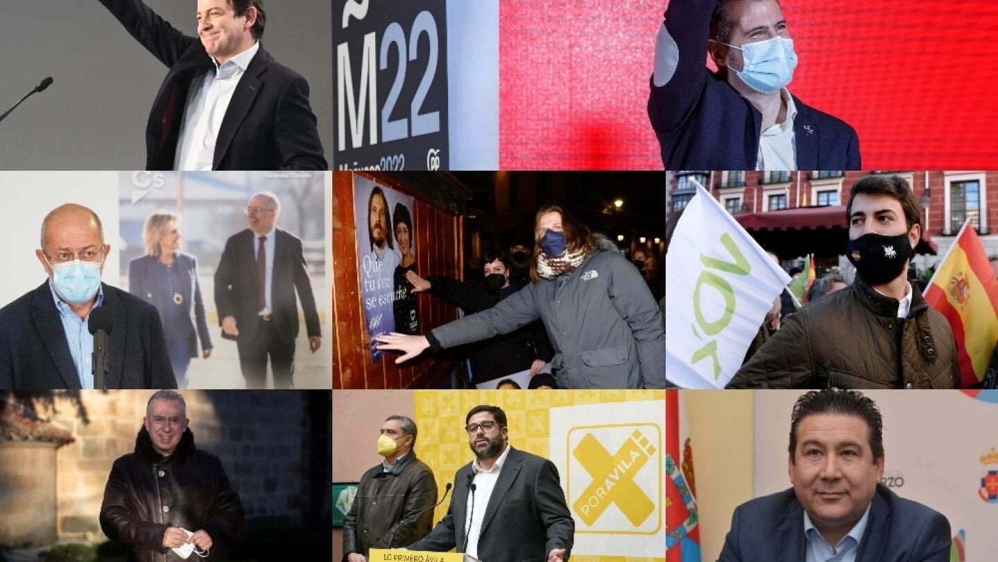Los candidatos del PP, PSOE, Ciudadanos, Unida Podemos, Vox, Soria Ya, Por &Aacute;vila y Uni&oacute;n del Pueblo Leon&eacute;s