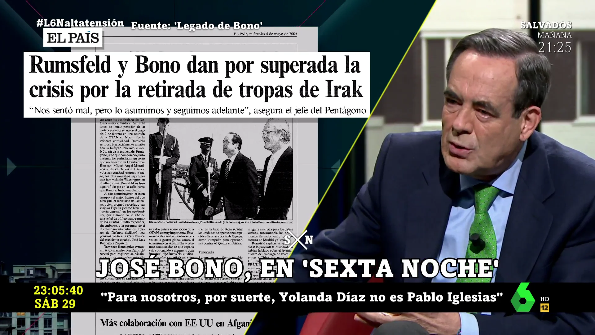 "Usted se va a morir como yo": José Bono desvela la conversación con el secretario de Defensa de EEUU por Irak