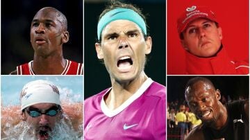 Nadal, con Jordan, Schumacher, Phelps y Bolt