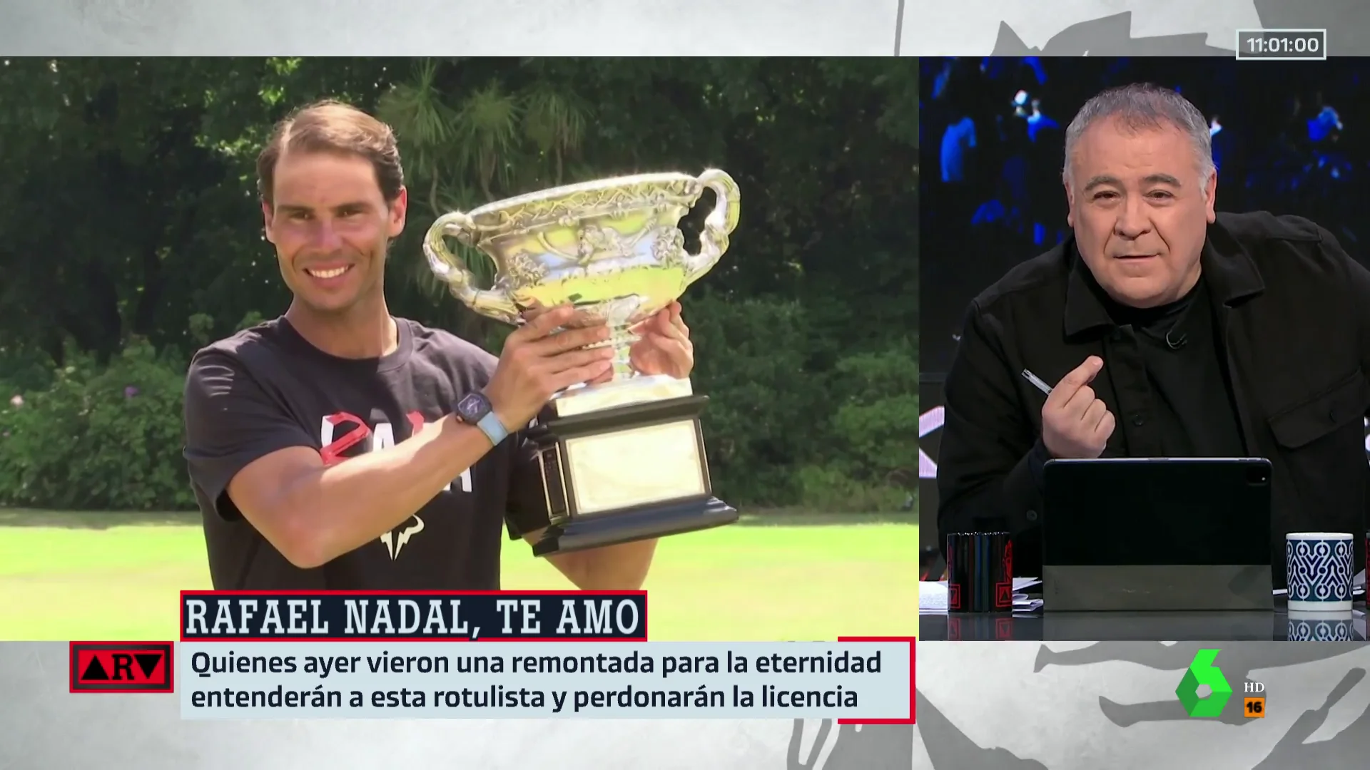 De "Rafael Nadal, te amo" a "Ni tetas ni panderetas": los geniales rótulos de Al Rojo Vivo hoy