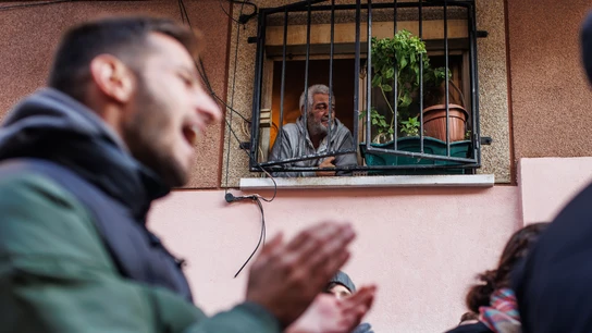 Intento de desahucio de una vivienda okupada propiedad del fondo Ceberus, en Madrid Intento de desahucio de una vivienda okupada propiedad del fondo Ceberus, en Madrid