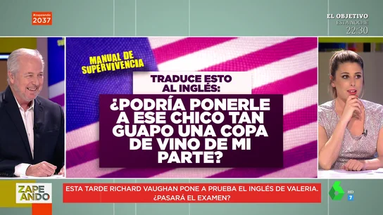 Richard Vaughan pone a prueba el inglés de Valeria Ros: ¿será capaz de decir bien estas frases de ligoteo en inglés? Richard Vaughan pone a prueba el inglés de Valeria Ros: ¿será capaz de decir bien estas frases de ligoteo en inglés?