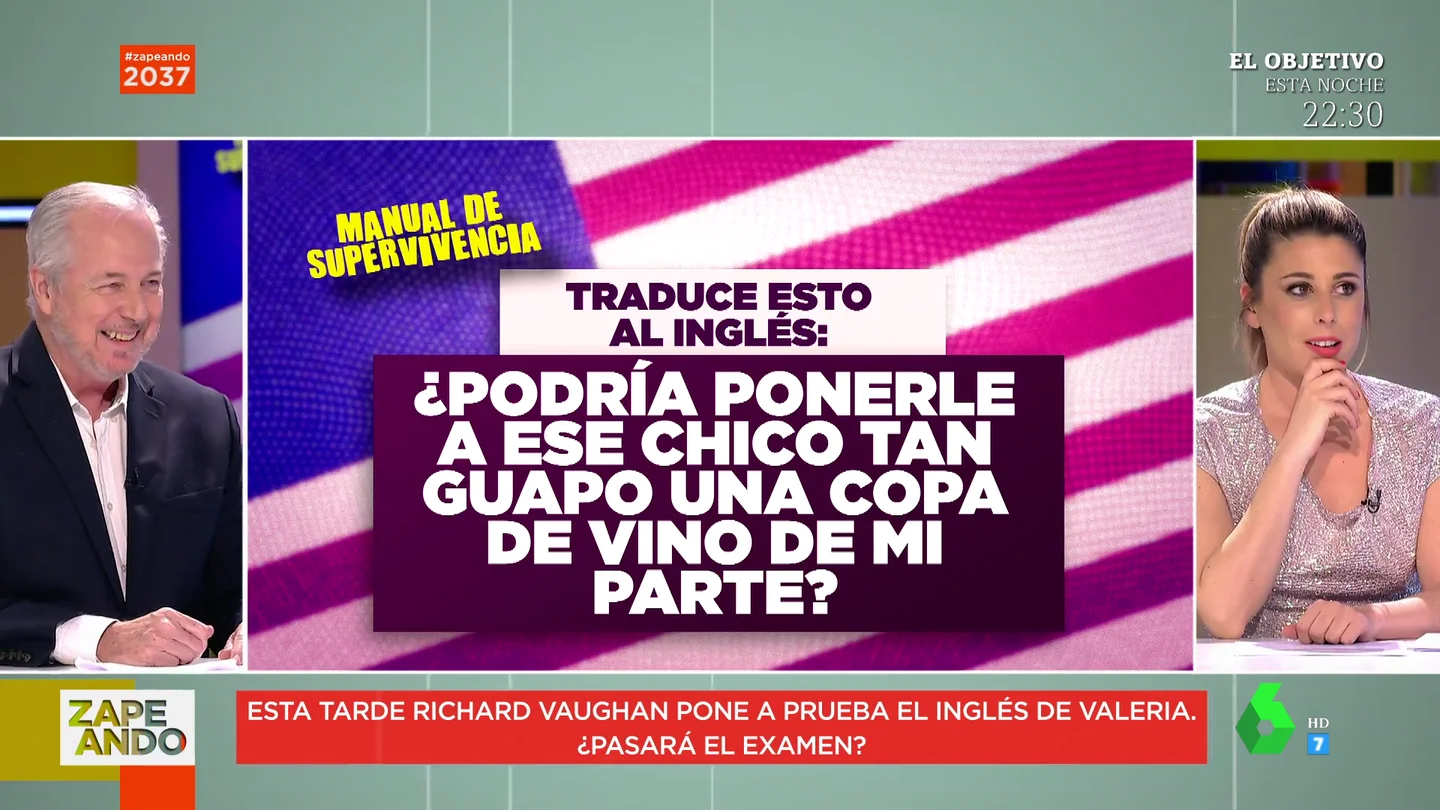 Richard Vaughan pone a prueba el inglés de Valeria Ros: ¿será capaz de decir bien estas frases de ligoteo en inglés? Richard Vaughan pone a prueba el inglés de Valeria Ros: ¿será capaz de decir bien estas frases de ligoteo en inglés?