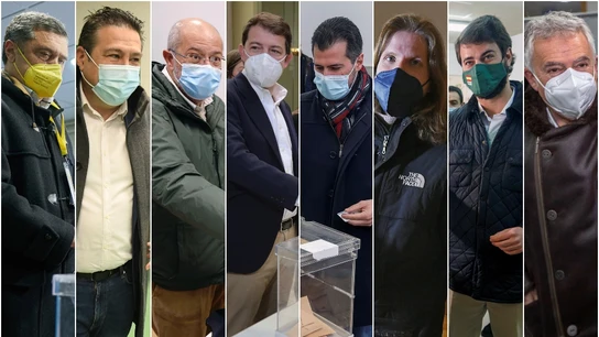 Los candidatos a presidir la Junta de Castilla y León, votando durante las elecciones Los candidatos a presidir la Junta de Castilla y León, votando durante las elecciones