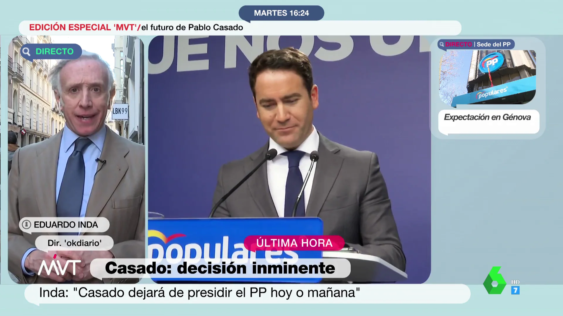 Inda sostiene que Egea "sobraba en el PP hace muchísimo tiempo" y le acusa de "cuestiones que rozan la ilegalidad"