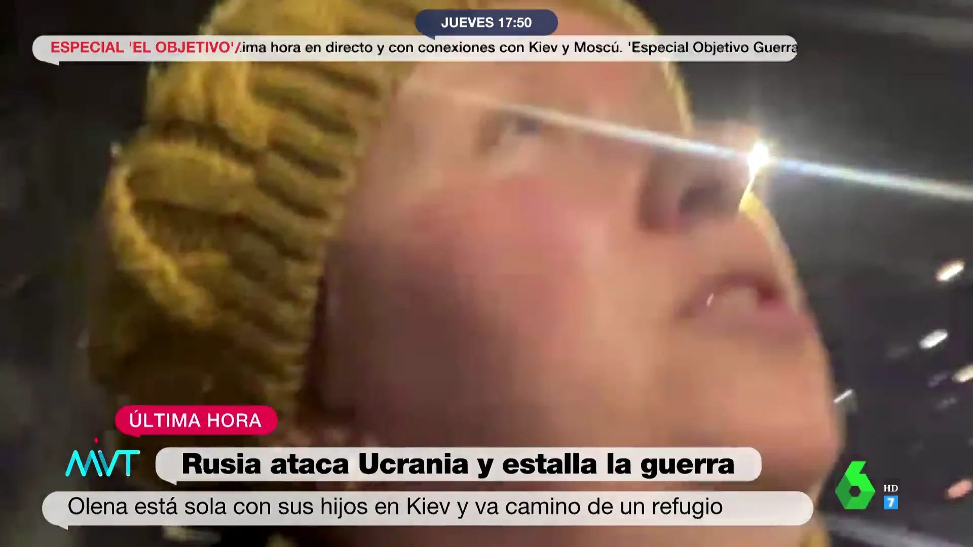 Un avión sobrevolando Kiev sobresalta a Olena en plena entrevista en MVT: "Dios mío, está volando algo"