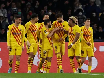 El Barça celebra un gol ante el Nápoles
