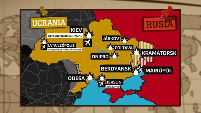 El ataque en mapas: Rusia ataca varias ciudades en Ucrania