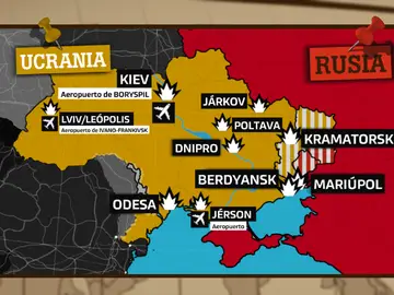 El ataque en mapas: Rusia ataca varias ciudades en Ucrania
