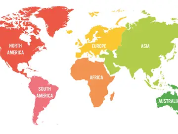 Mapa de los continentes del mundo