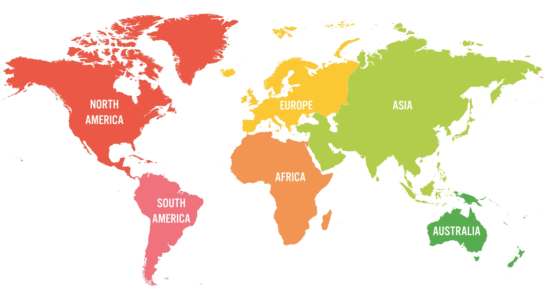 Mapa de los continentes del mundo