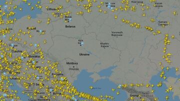 Ucrania, aislada: la imagen del espacio aéreo tras el ataque de Rusia