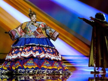 Imagen de archivo de la representante Manizha de Rusia con la canción 'Russian Woman' durante un ensayo general del 65º Festival de la Canción de Eurovisión (ESC) 2021