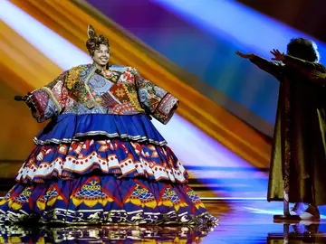 Imagen de archivo de la representante Manizha de Rusia con la canción &#39;Russian Woman&#39; durante un ensayo general del 65º Festival de la Canción de Eurovisión (ESC) 2021