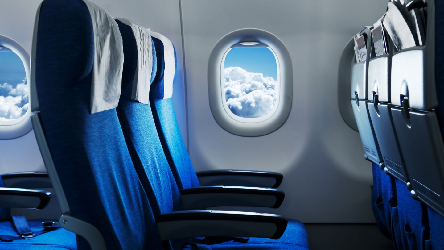 Imagen de archivo de los asientos de un avi&oacute;n