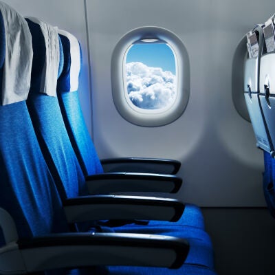 Imagen de archivo de los asientos de un avión