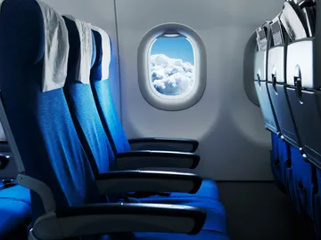 Imagen de archivo de los asientos de un avión Imagen de archivo de los asientos de un avión