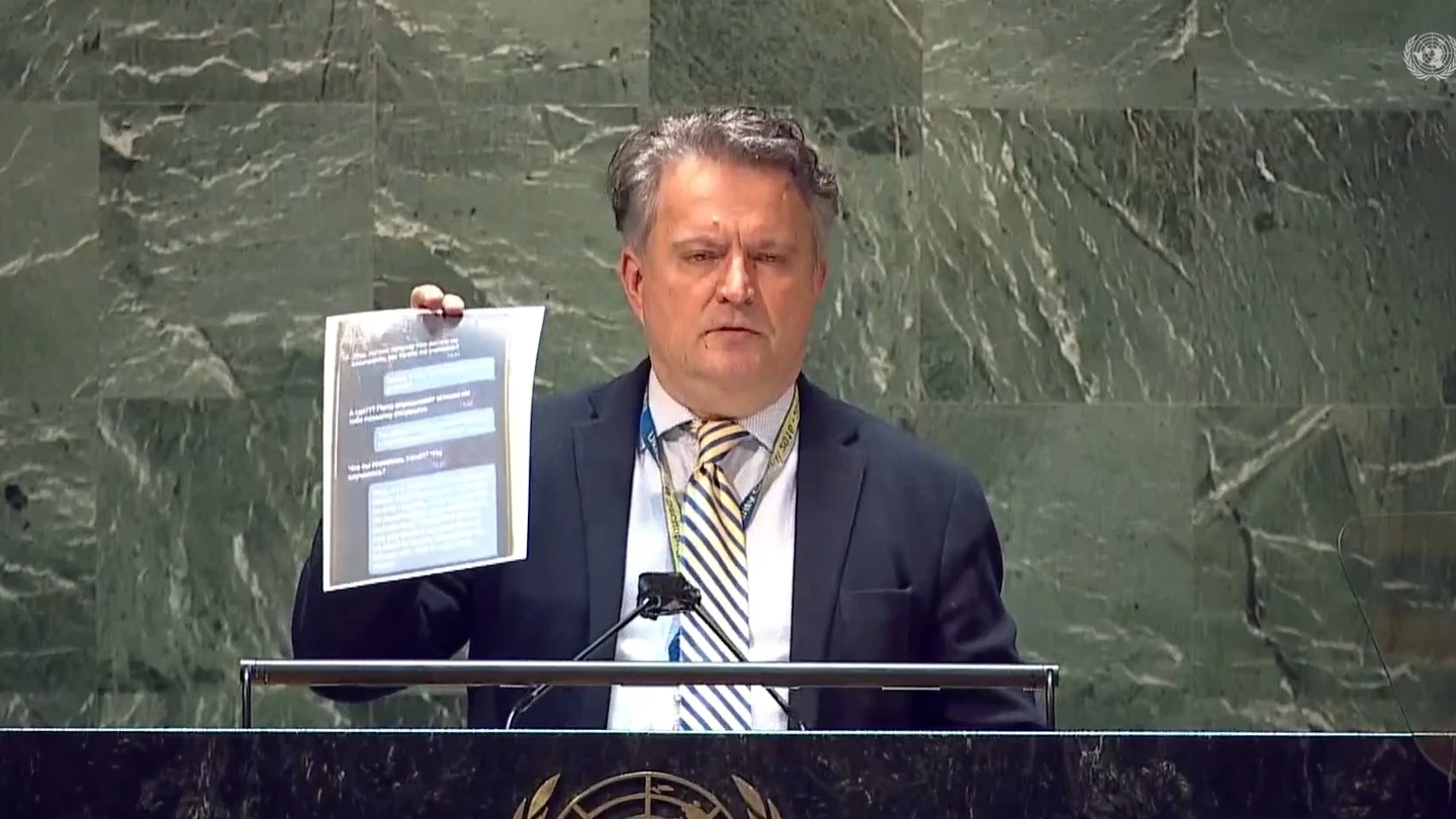 El embajador de Ucrania lee ante la ONU los últimos mensajes de un soldado ruso antes de morir: "Mamá, esto es muy duro" El embajador de Ucrania lee ante la ONU los últimos mensajes de un soldado ruso antes de morir: "Mamá, esto es muy duro"
