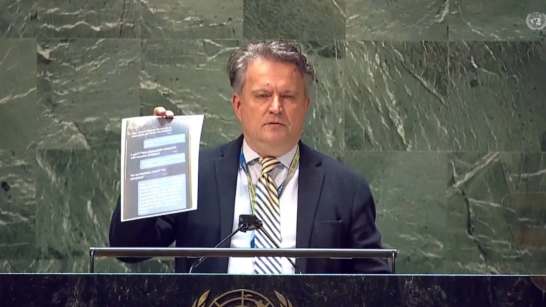 El embajador de Ucrania lee ante la ONU los últimos mensajes de un soldado ruso antes de morir: &quot;Mamá, esto es muy duro&quot;