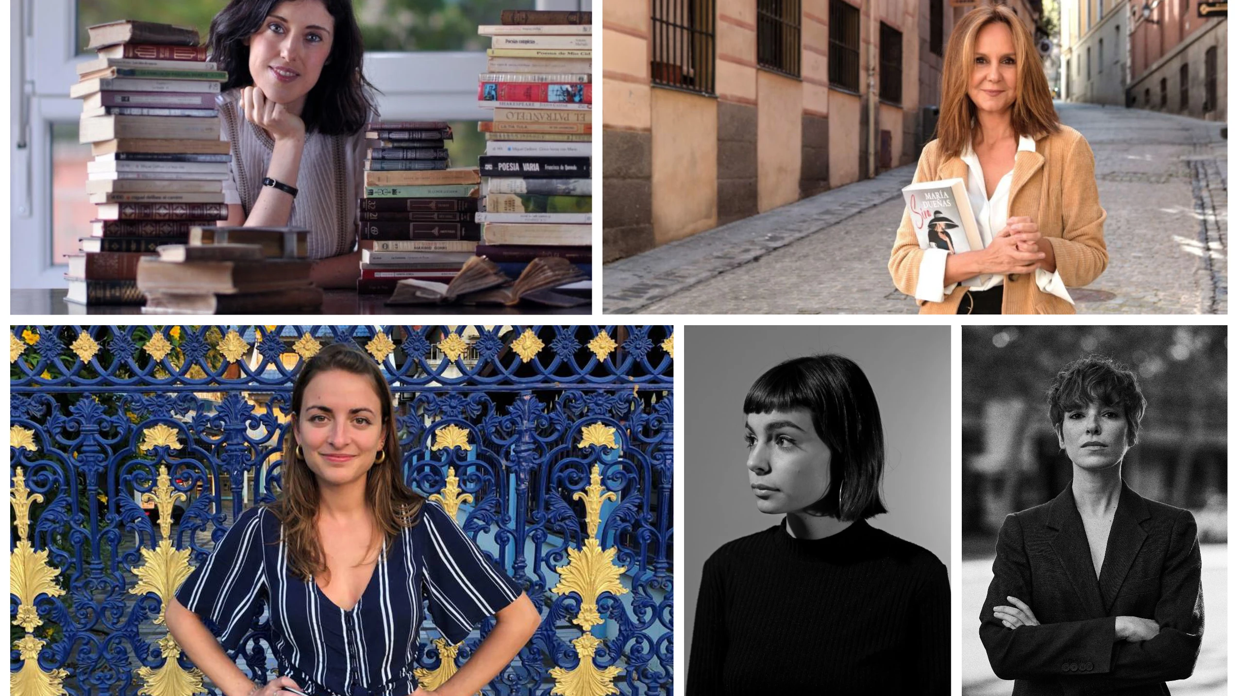 Irene Vallejo, María Dueñas, Irena Solà, Andrea Abreu y Virginia Feito