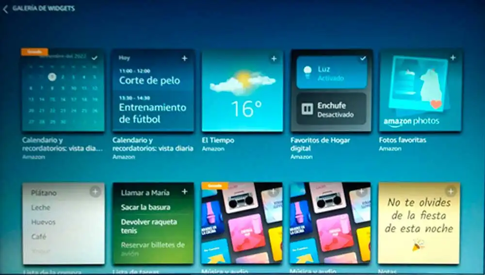 Galería de widgets