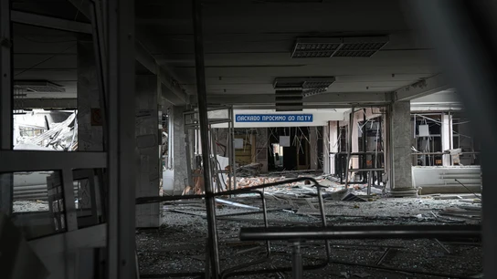 El edificio de la Universidad Técnica Estatal de Pryazovskyi, dañado por los bombardeos en Mariupol El edificio de la Universidad Técnica Estatal de Pryazovskyi, dañado por los bombardeos en Mariupol