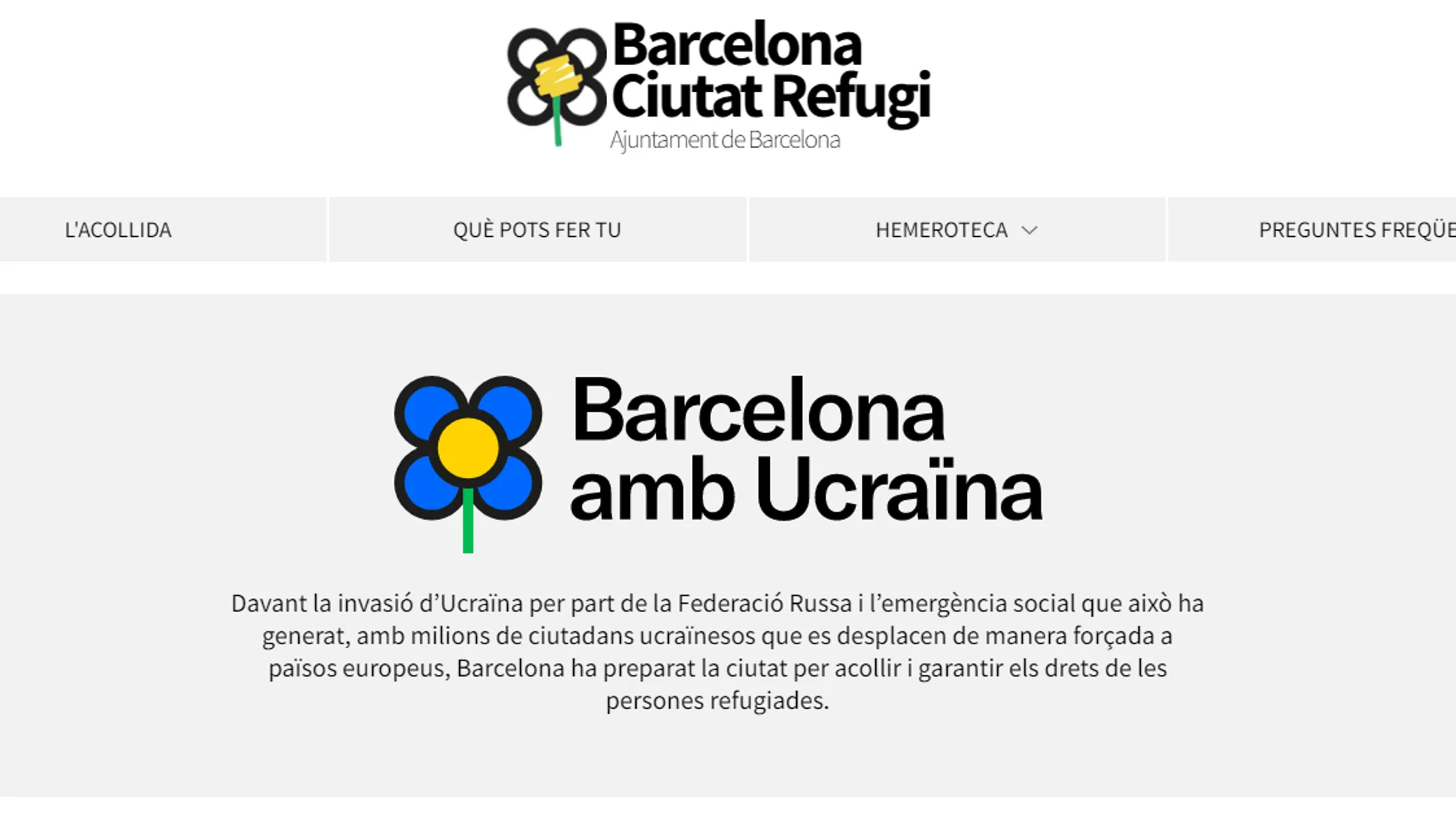 Así es la nueva web que el Ayuntamiento de Barcelona pone a disposición de los refugiados ucranianos