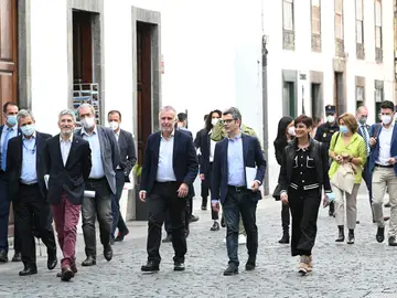 Los ministros Marlaska, Bolaños y Rodríguez, en La Palma