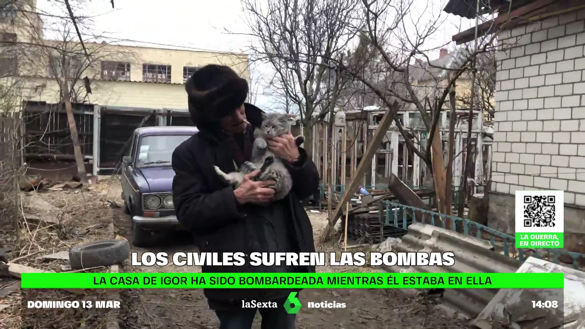 La vida de los civiles ucranianos bajo las bombas rusas: "Mi gato me salvó la vida, me avisó del bombardeo"