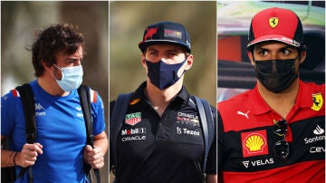 Fernando Alonso, Max Verstappen y Carlos Sainz