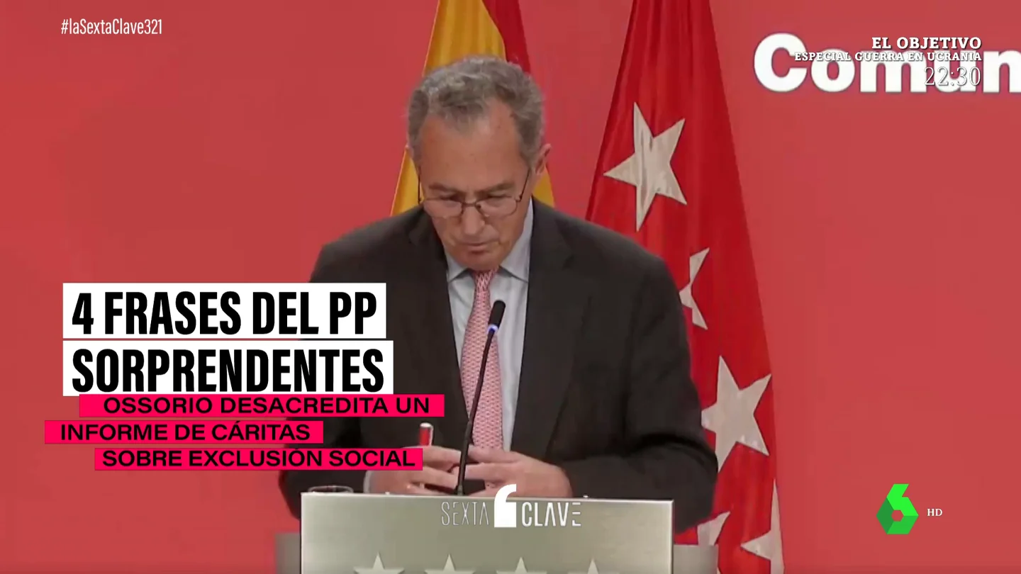 La indignante respuesta del consejero Enrique Ossorio a los datos de Cáritas: "Dicen que en Madrid hay tres millones de pobres, pero ¿dónde estarán?" La indignante respuesta del consejero Enrique Ossorio a los datos de Cáritas: "Dicen que en Madrid hay tres millones de pobres, pero ¿dónde estarán?"