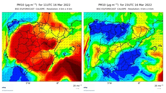 Situación de afectación en España por el nivel de partículas que cubre el territorio Situación de afectación en España por el nivel de partículas que cubre el territorio