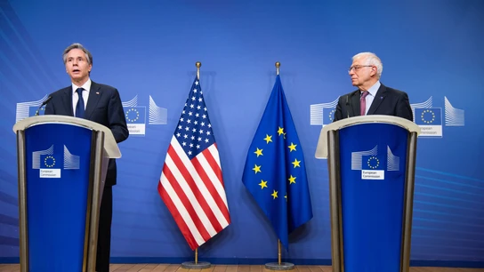 El secretario de Estado norteamericano, Antony Blinken, y el Alto Representante de Política Exterior de la UE, Josep Borrell El secretario de Estado norteamericano, Antony Blinken, y el Alto Representante de Política Exterior de la UE, Josep Borrell