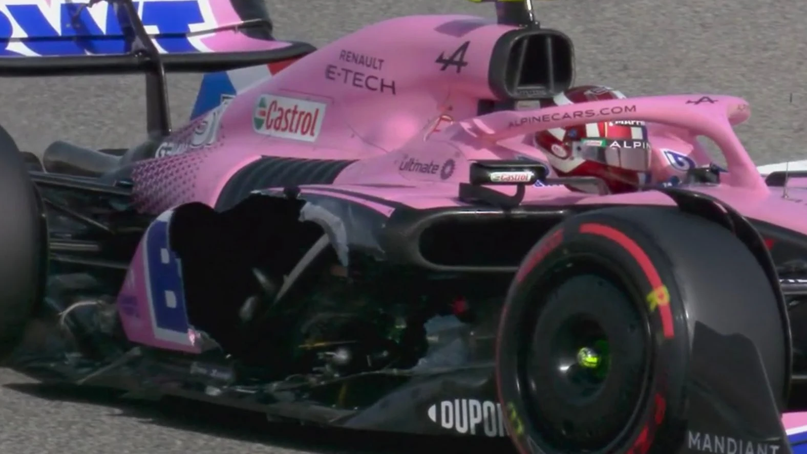 Esteban Ocon, sin parte de su coche en Bahrein