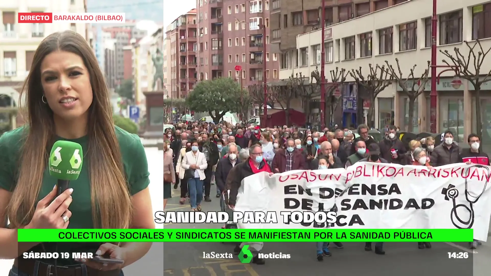 Los vecinos de Baracaldo (Vizcaya) salen a las calles para denunciar los intereses de privatizar la salud