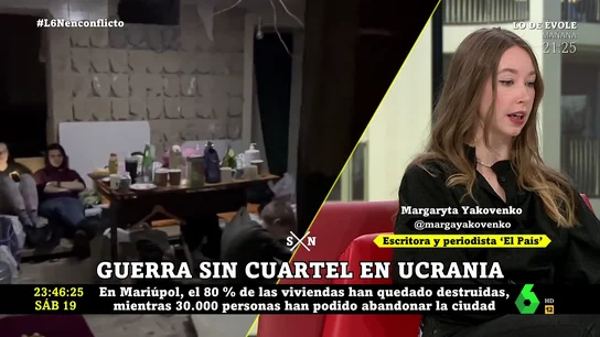 Margaryta Yakovenko: "Si el plan de Putin es masacrar a la población y reducir las ciudades a cero, se está cumpliendo" Margaryta Yakovenko: "Si el plan de Putin es masacrar a la población y reducir las ciudades a cero, se está cumpliendo"