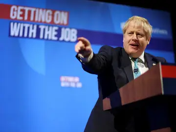 Boris Johnson, primer ministro de Reino Unido, durante una comparecencia