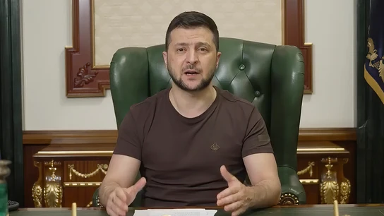 El presidente de Ucrania, Volodimir Zelenski, durante un mensaje El presidente de Ucrania, Volodimir Zelenski, durante un mensaje