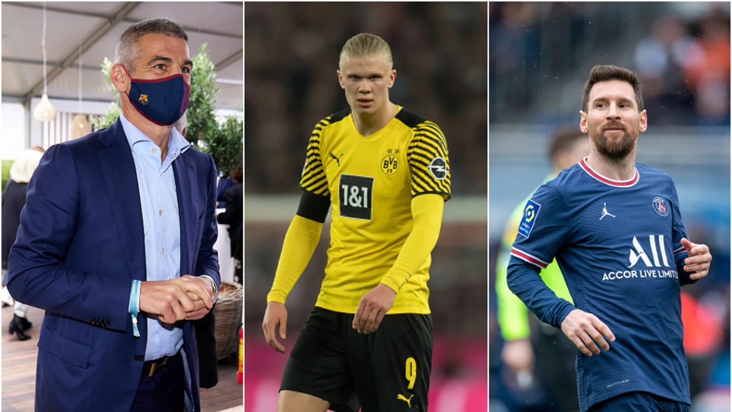 Enric Masip, Erling Haaland y Leo Messi Enric Masip, Erling Haaland y Leo Messi