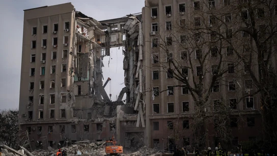 Un edificio del gobierno regional destruido por un misil en la ciudad de Mykolaiv Un edificio del gobierno regional destruido por un misil en la ciudad de Mykolaiv