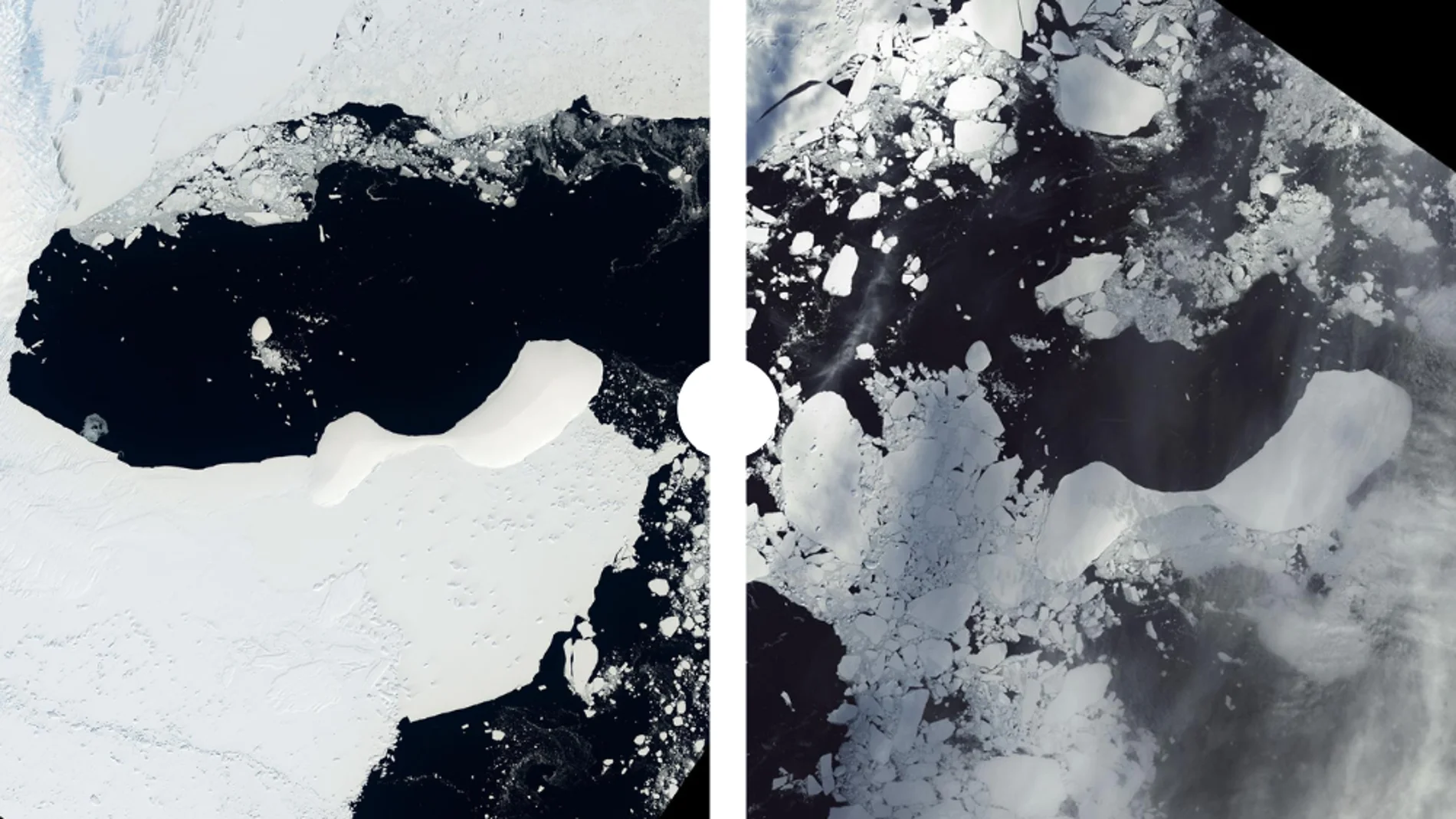 Una plataforma de hielo colapsa en la Antártida por las altas temperaturas, 40 grados centígrados por encima de lo normal