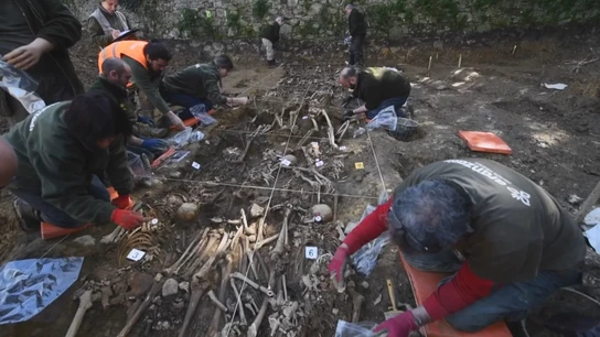 Trabajos de exhumación en el cementerio de Begoña, Bilbao Trabajos de exhumación en el cementerio de Begoña, Bilbao